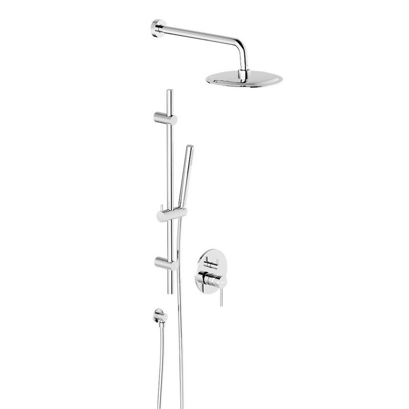 Душевая система с тропическим душем Damixa Scandinavian Pure 936530000 хром, скрытого монтажа, смеситель для 2 потребителей, верхний душ, встраиваемый душевой комплект, штанга, гарантия 10 лет, Дания