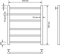 Полотенцесушитель водяной Comfysan Luce W-6 60х50 60x55 см, черный матовый, лесенка