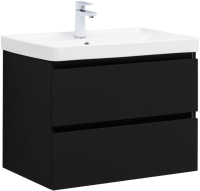 Тумба с раковиной Aquanet Вега 2.0 70 подвесная, черная матовая