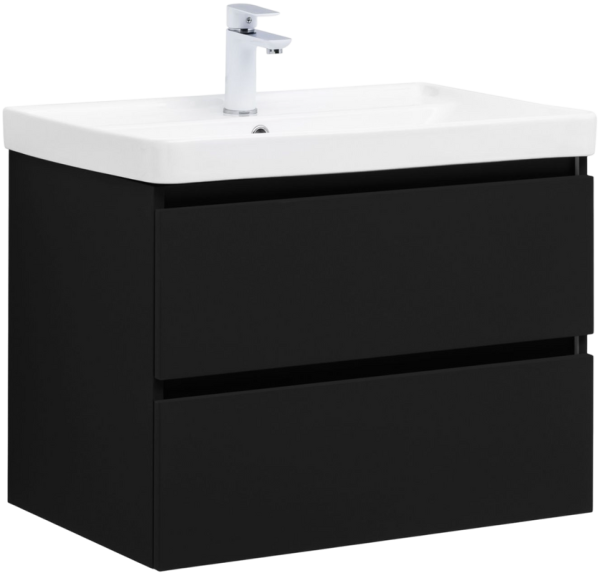 Тумба с раковиной Aquanet Вега 2.0 70 подвесная, черная матовая