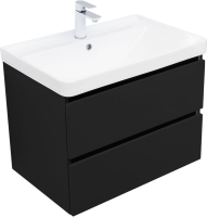 Тумба с раковиной Aquanet Вега 2.0 70 подвесная, черная матовая