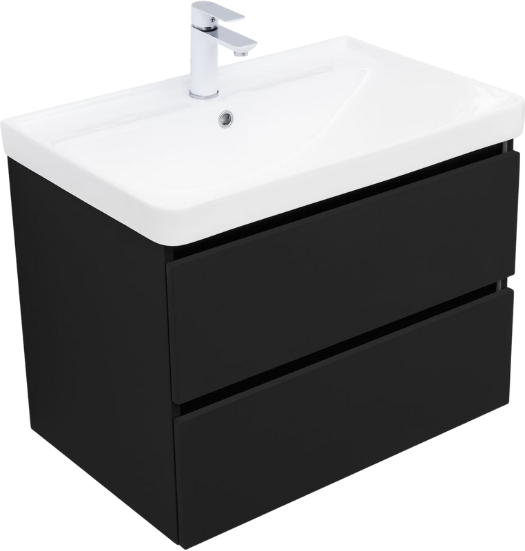 Тумба с раковиной Aquanet Вега 2.0 70 подвесная, черная матовая