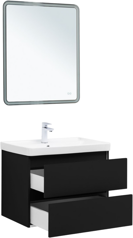 Тумба с раковиной Aquanet Вега 2.0 70 подвесная, черная матовая