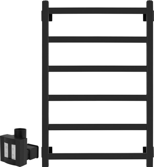 Полотенцесушитель электрический Secado Корсико 1 , 85x55 см, скрытое подключение слева, матовый черный, лесенка