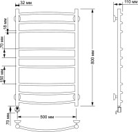 Полотенцесушитель электрический Secado Милан 3 85x55 см, подключение слева, бронза, лесенка, латунь