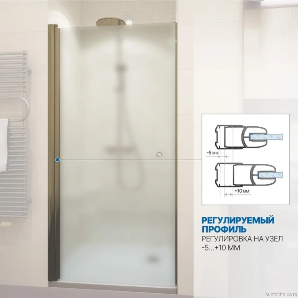 Душевая дверь в нишу Kubele DE020 DE020D601-MAT-BR- 55х200 55, профиль бронза светлая, стекло матовое