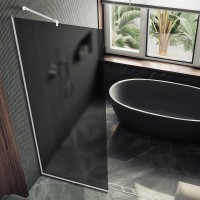 Душевая перегородка Maybahglass MGD-1356-1у 99 см, профиль белый, стекло графит матовый