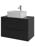 Мебель для ванной комнаты Orange Line 80 подвесная, 2 ящика, матовая черная с раковиной B02-460W