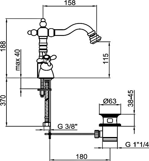 Смеситель для биде Webert Ottocento OT710402015 хром,