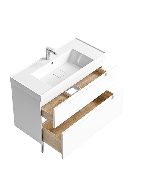 Тумба с раковиной Aqwella Vancouver 100 напольная, белая