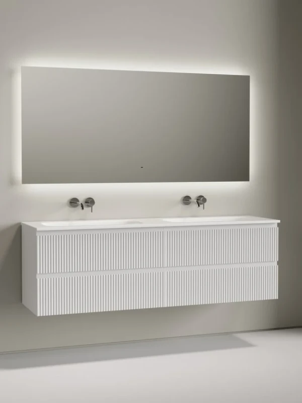 Комплект Тумба Sancos Snob R 80, bianco, 2 шт. + Раковина Ceramicanova Grace CN7023wx+ Донный Ceramicanova CN2000, 2 шт. + Смеситель Sancos Etna SC9004CH, 2 шт. + Зеркало Sancos Square 1600х800 SQ1600