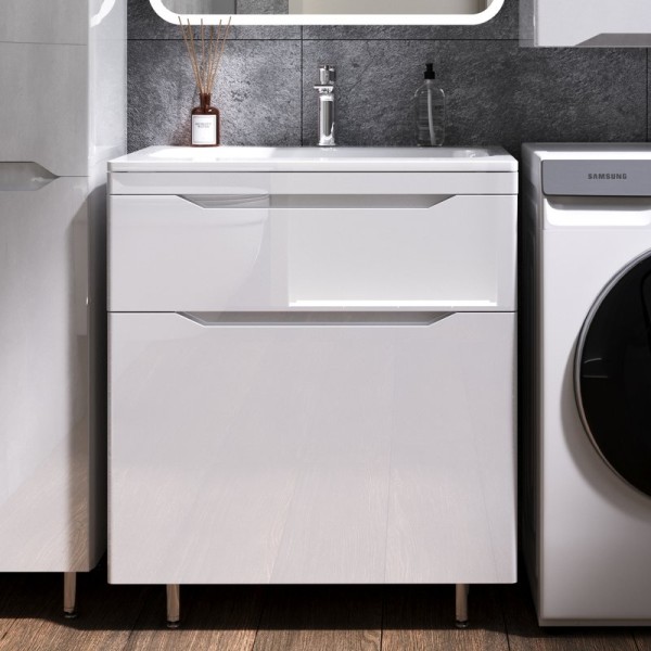 Тумба под раковину Style Line Марелла 70 напольная, антискрейтч белый глянец