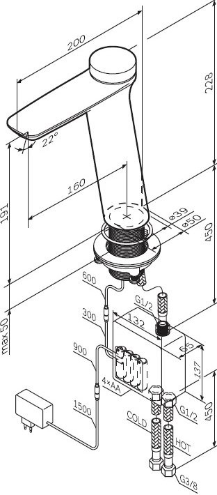 Термостатический смеситель AM.PM Inspire V2.0 F50A92400 TouchReel электронный