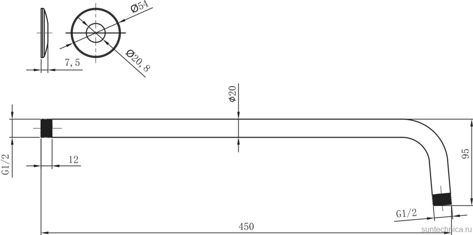 Кронштейн для верхнего душа Lemark LM8030C
