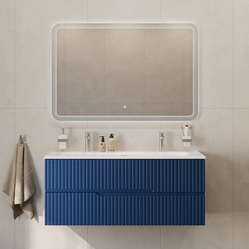 Тумба с раковиной Cezares Duet 120 sapfiro, раковина Cezares CZR-8073-120-1-2