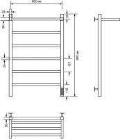 Полотенцесушитель электрический Comfysan Marte-K EC-6 80x55 см, подключение справа, слева, матовый белый, лесенка, из стали, с полкой