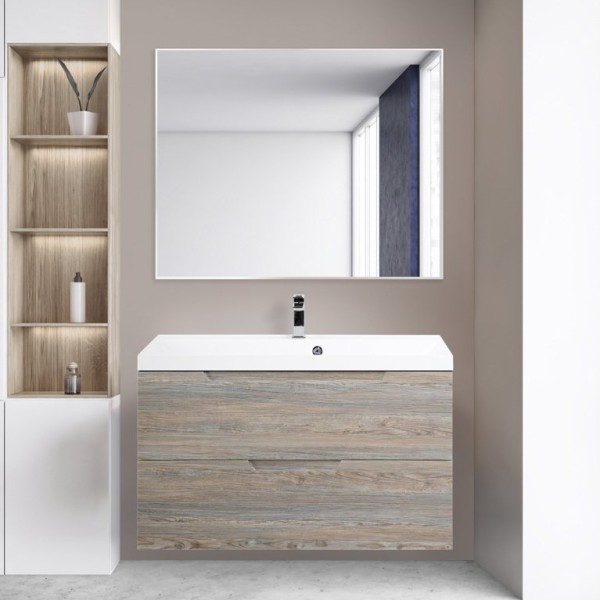 Мебель для ванной комнаты BelBagno Vittoria 100 подвесная, pino, белая глянцевая раковина