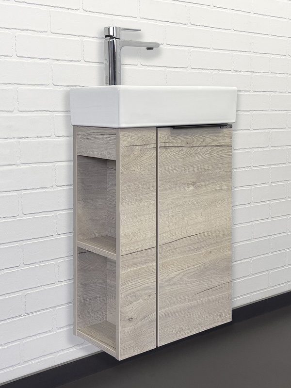 Тумба с раковиной Comforty Матэ 40 подвесная, дымчатый дуб