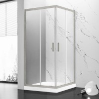 Душевой уголок Veconi Rovigo RV-83 90х90 см, профиль брашированный никель, стекло прозрачное