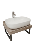 Столешница с раковиной Teymi Helmi 60 дуб кашмир, раковина Solli 61,  с черными кронштейнами