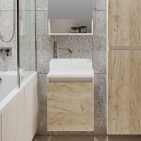 Тумба с раковиной Runo Бари 40 крафтовый дуб, раковина Duo 40