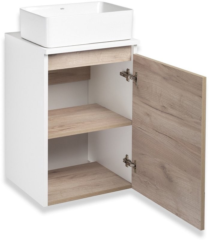 Тумба с раковиной Runo Бари 40 крафтовый дуб, раковина Duo 40