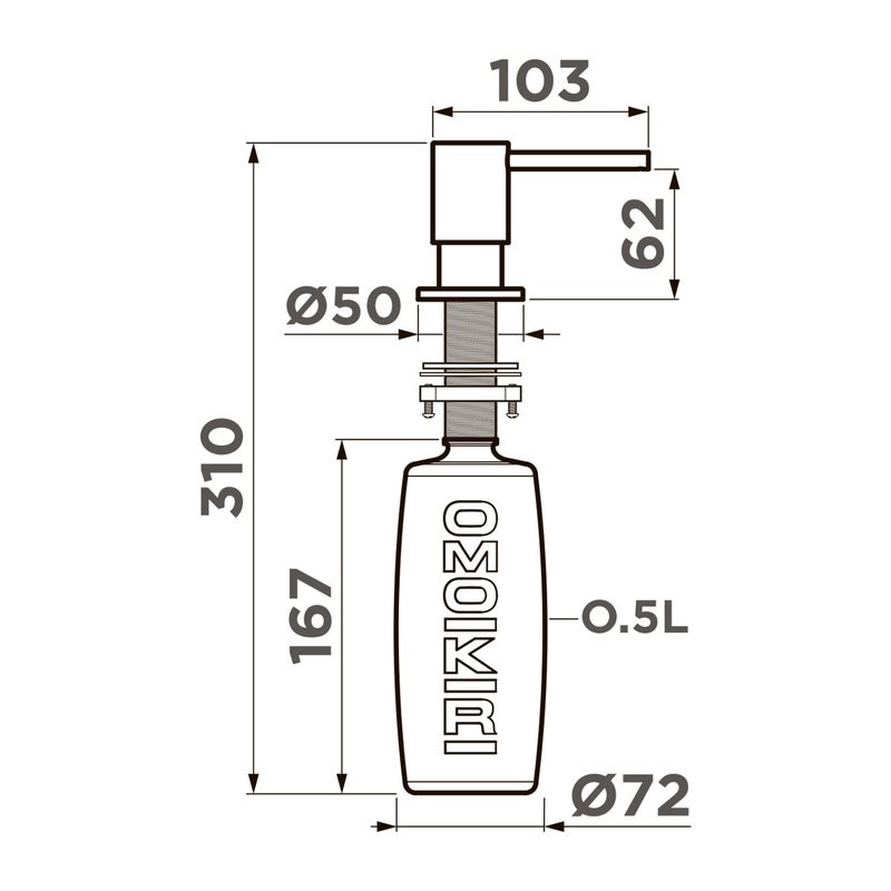 Дозатор для кухонной мойки Omoikiri OM-08 LG светлое золото