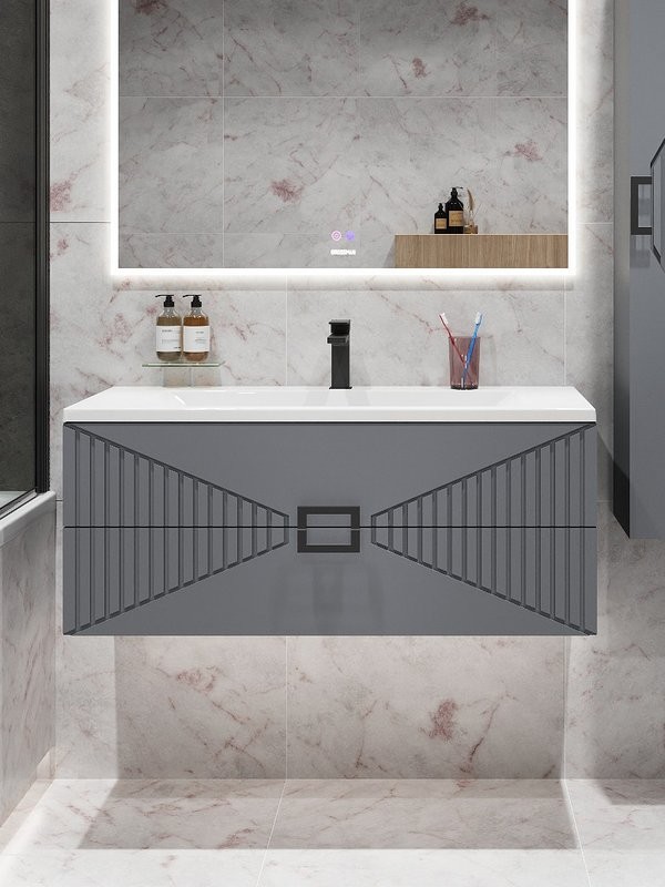 Тумба с раковиной Grossman Луксор 100 матовый графит