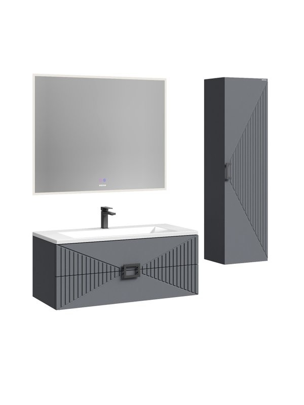 Тумба с раковиной Grossman Луксор 100 матовый графит