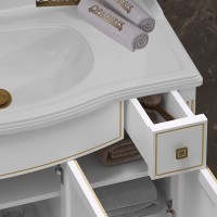 Тумба с раковиной Opadiris Лаура 100 белая с патиной, с раковиной из литьевого мрамора