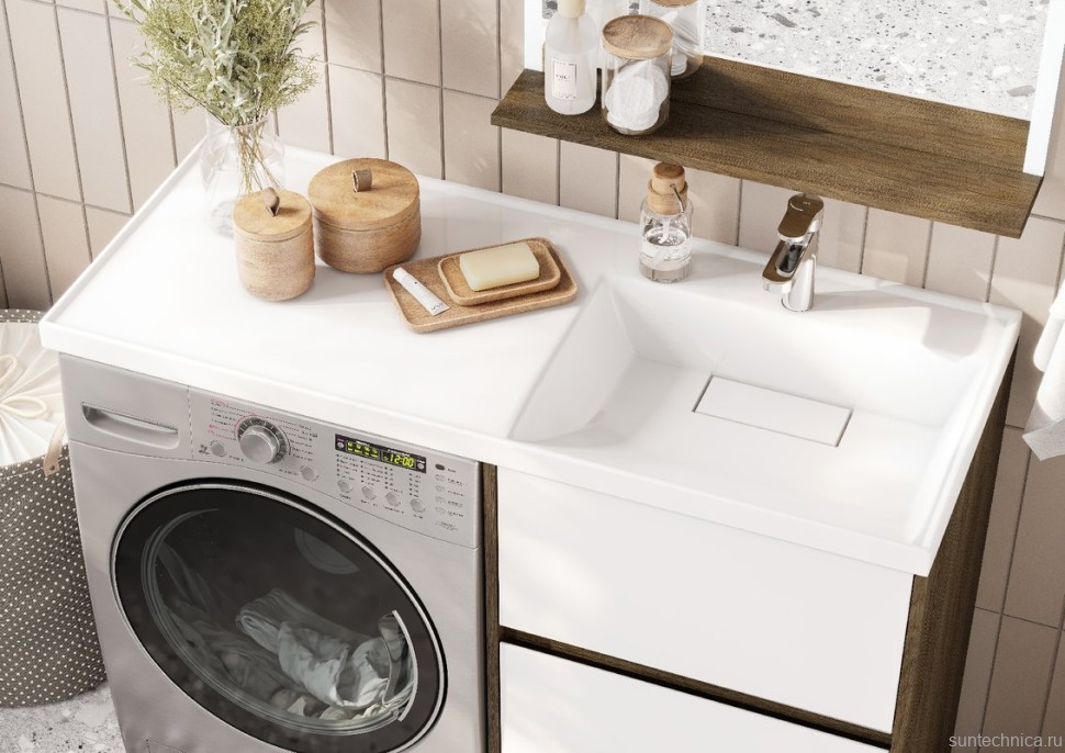 Мебель для ванной комнаты AQUATON Лондри 60 R, дуб кантри, белый