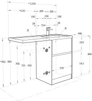 Мебель для ванной комнаты AQUATON Лондри 60 R, дуб кантри, белый