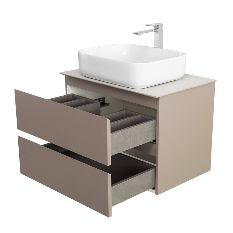 Тумба под раковину со столешницей BelBagno Kraft 70 подвесная, матовая бежевая, столешница kep-70-bo