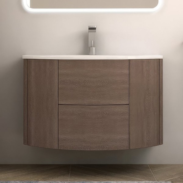 Тумба с раковиной Cezares Eden 91 rovere scuro soft, раковина 50177