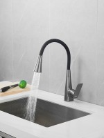 Смеситель для кухни Haiba HB73823-3 оружейная сталь