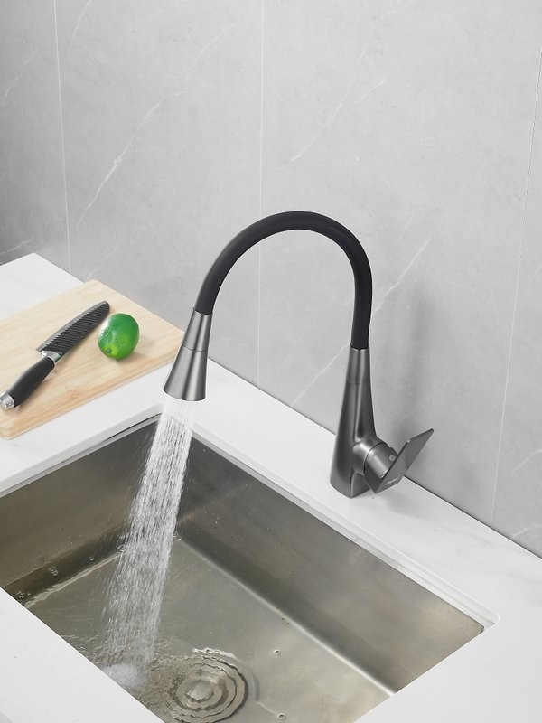 Смеситель для кухни Haiba HB73823-3 оружейная сталь