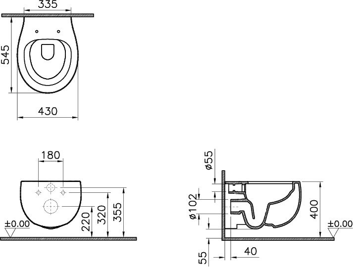 Унитаз подвесной VitrA Memoria 5885B403-0101 безободковый, с микролифтом, глянцевый белый