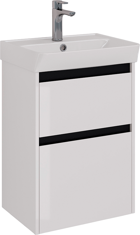 Тумба с раковиной Lemark Combi 50 черная, белая глянцевая