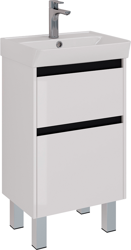 Тумба с раковиной Lemark Combi 50 черная, белая глянцевая