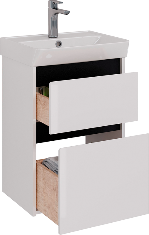 Тумба с раковиной Lemark Combi 50 черная, белая глянцевая
