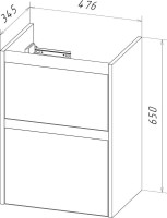 Тумба с раковиной Lemark Combi 50 черная, белая глянцевая