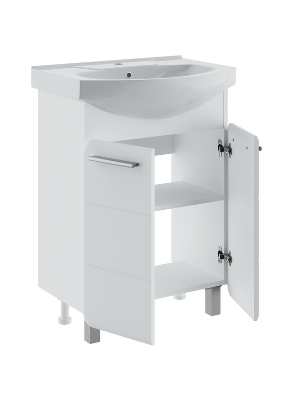 Мебель для ванной комнаты Runo Эрика 50 напольная, глянцевая белая