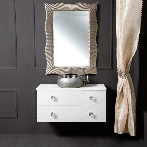 Мебель для ванной комнаты Armadi Art NeoArt 100 белая с ручками Crystal хром