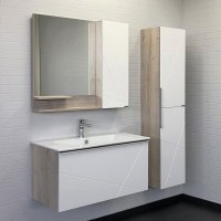 Шкаф пенал для ванной Comforty Мерано 35 дуб дымчатый, белый