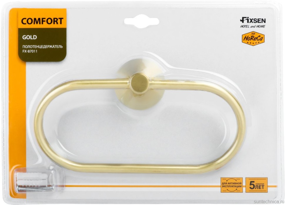Полотенцедержатель Fixsen Comfort Gold FX-87011 кольцо, золото сатин