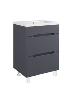 Тумба с раковиной Runo Парма 60 напольная, 2 ящика, графит