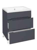 Тумба с раковиной Runo Парма 60 напольная, 2 ящика, графит