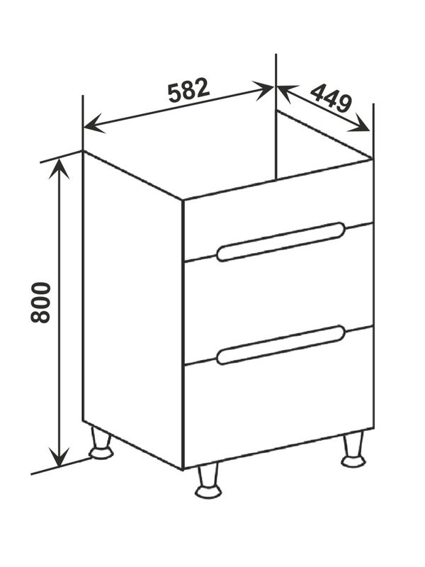 Тумба с раковиной Runo Парма 60 напольная, 2 ящика, графит