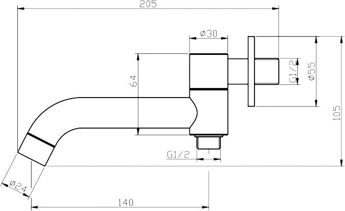 Излив BelBagno Ancona BCA CRM для ванны с душем