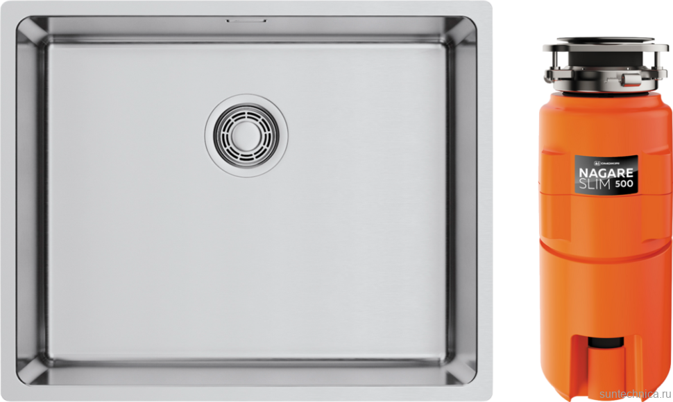 Комплект Мойка Omoikiri TADZAVA 54-U/I-IN ULTRA 15 нержавеющая сталь + Измельчитель Nagare slim 500